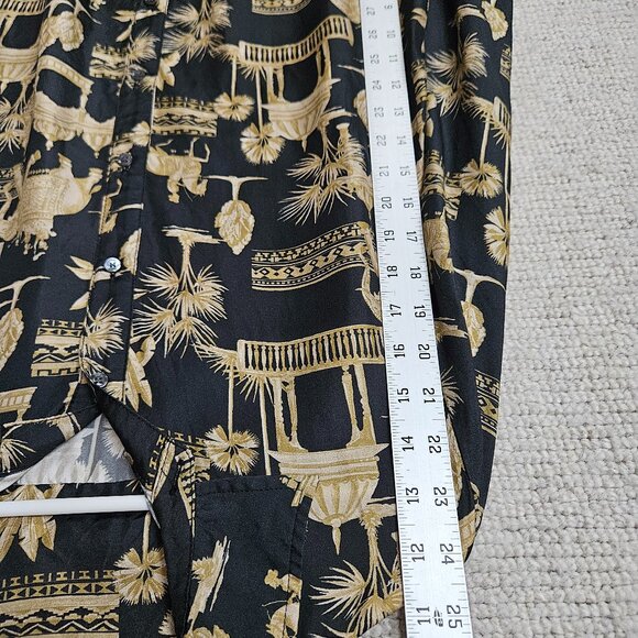 J. McLaughlin Denver Silk Blend Shirt Blouse Black Tan Large L India Work Casual - Picture 6 of 9